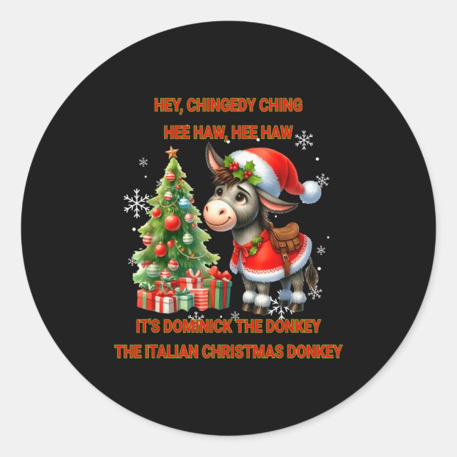 Sticker Rond Funny Christmas Italian Christmas Dominick The  (Devant)