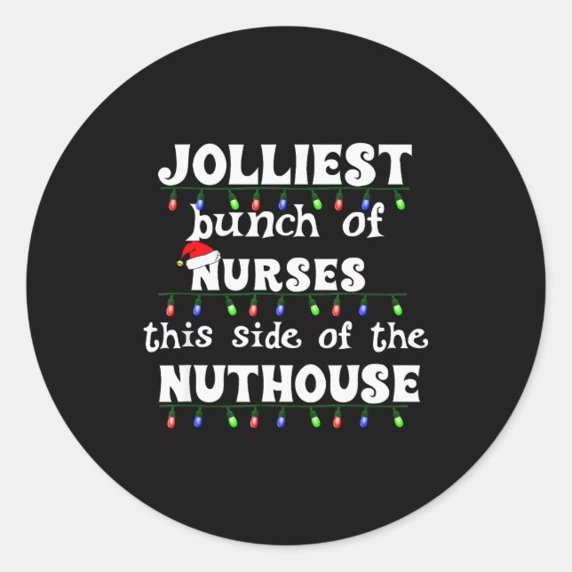 Sticker Rond Funny Christmas Matching Group Work Jolliest Bunch (Devant)