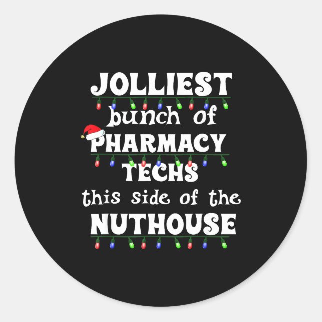 Sticker Rond Funny Christmas Matching Group Work Pharmacy Techn (Devant)