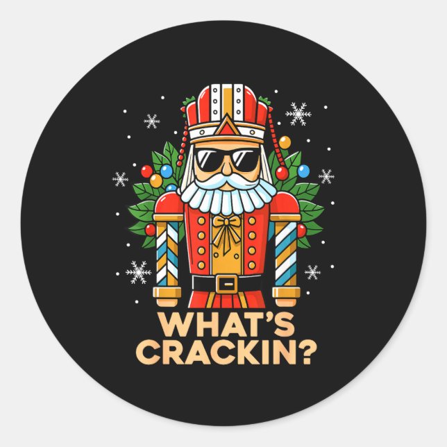 Sticker Rond Funny Christmas Nutcracker Men Kids Teen Boys What (Devant)