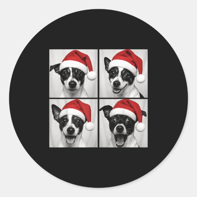 Sticker Rond Funny Christmas Rat Terrier Santa Dog Lover Photo  (Devant)