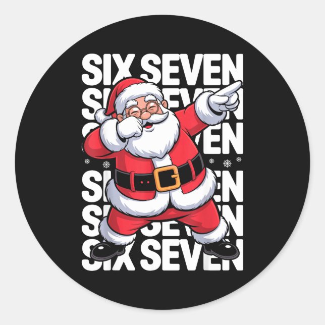 Sticker Rond Funny Christmas Santa Dabbing Xmas Dab Six Seven 6 (Devant)