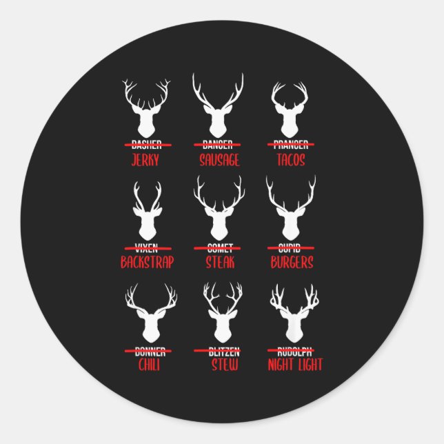 Sticker Rond Funny Christmas Santa Reindeer List Pajamas For De (Devant)