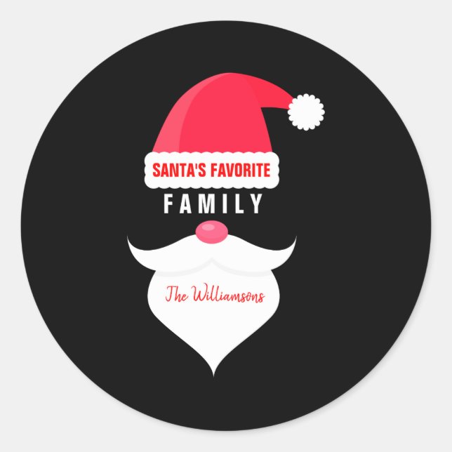 Sticker Rond Funny Christmas Santas Favorite Family  (Devant)