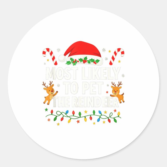 Sticker Rond Funny Christmas Saying Reindeer Lover Holiday Ligh (Devant)