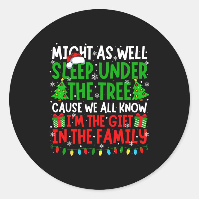 Sticker Rond Funny Christmas Saying Retro Xmas Sarcastic Men Wo (Devant)