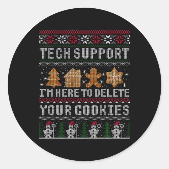 Sticker Rond Funny Christmas Tech Suprt Computer T Shirt  (Devant)