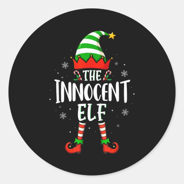 Sticker Rond Funny Christmas The Innocent Elf Family Matching X (Devant)