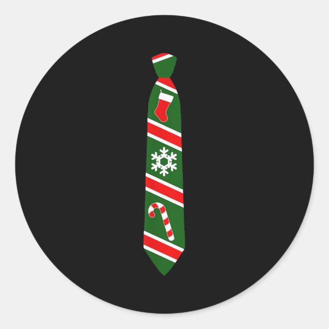 Sticker Rond Funny Christmas Tie - Holiday Tuxedo Fun Tee Desig (Devant)