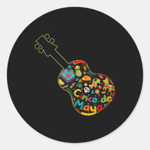 Sticker Rond Funny Cinco De Mayo Guitare Fiesta Mexicaine Cinco
