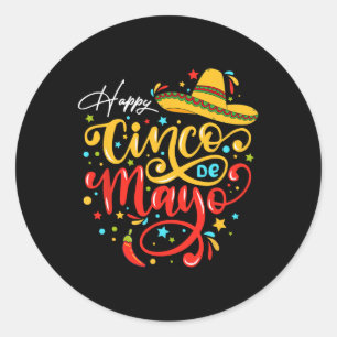 Sticker Rond Funny Cinco De Mayo Party Fiesta 5 De Mayo Mexicai