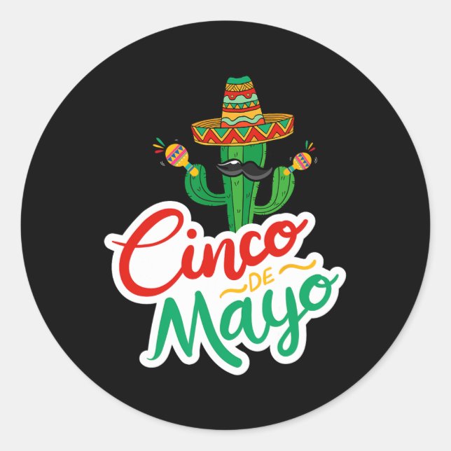 Sticker Rond Funny Cinco De Mayo Pour Parti Mexicain 1 (Devant)