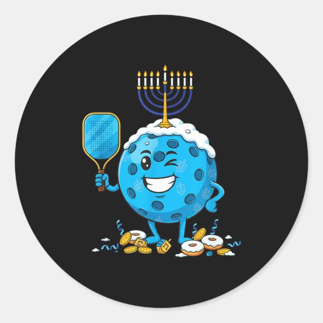 Sticker Rond Funny Ckleball Dreidel Menorah Hanukkah Kids Women (Devant)
