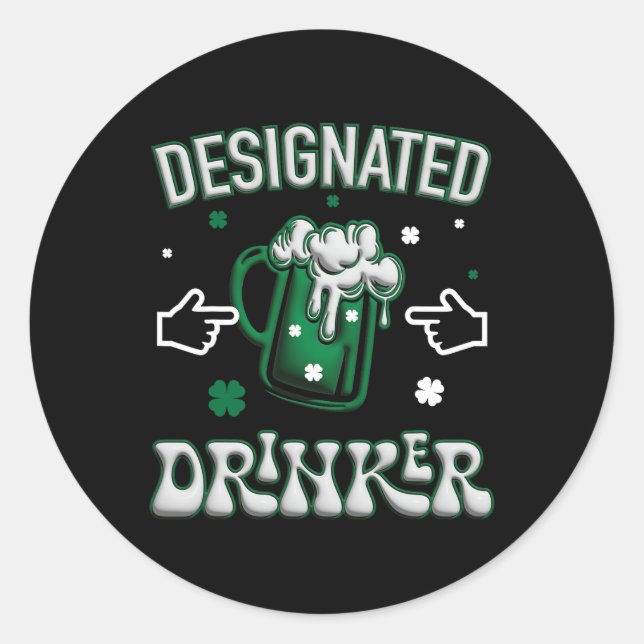Sticker Rond Funny Clover Irish Designed Drinker St. Patty Ce (Devant)