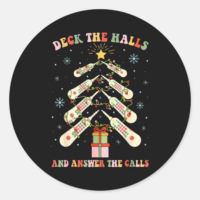 Sticker Rond Funny Cna Nurse Christmas Medical Xmas Trees Nursi (Devant)