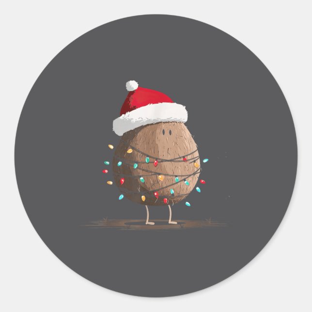 Sticker Rond Funny Coconut Christmas Graphics Lights Lover  (Devant)