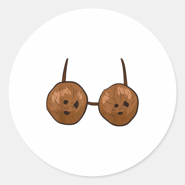 Sticker Rond Funny Coconut Summer Coconuts Bra Funny Halloween  (Devant)