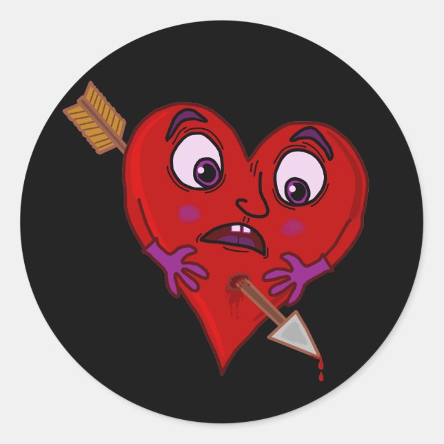 Sticker Rond Funny Coeur de Saint-Valentin avec flèche (Devant)