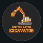 Sticker Rond Funny Construction Excavator Boys Toddler<br><div class="desc">Véhicules de chantier de construction cool pour enfants. Amusant Les Garçons D'Excavateur De Construction Toddler.</div>