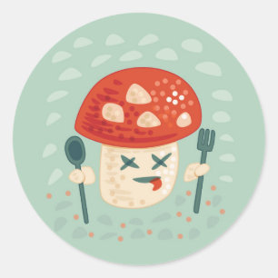 Sticker Rond Funny Cool de caractères de champignon