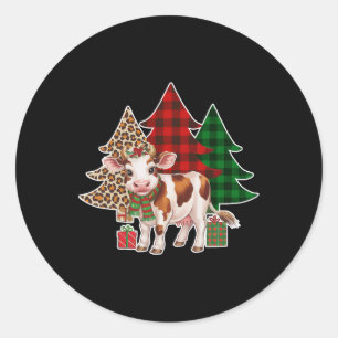 Sticker Rond Funny Cow Christmas Tree Xmas Cow Amateurs Hommes 