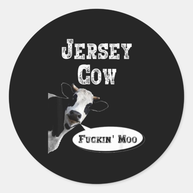 Sticker Rond Funny Cow Shirt New Jersey Cow Lover Farm Animal R (Devant)