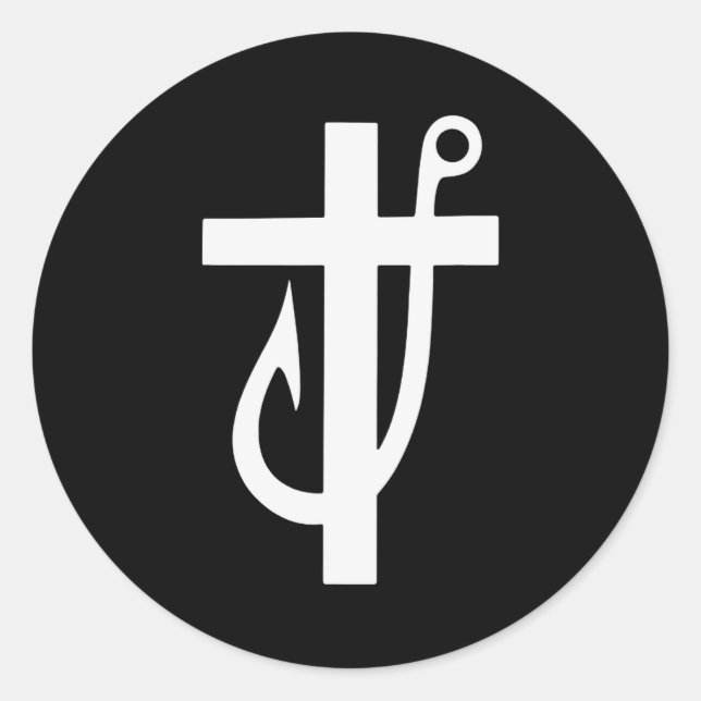 Sticker Rond Funny Cross Christian - Jesus Made Me A Fisherman  (Devant)