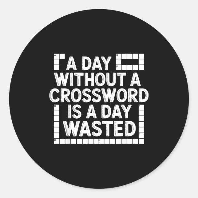 Sticker Rond Funny Crossword Puzzle Word Game Nerd  (Devant)