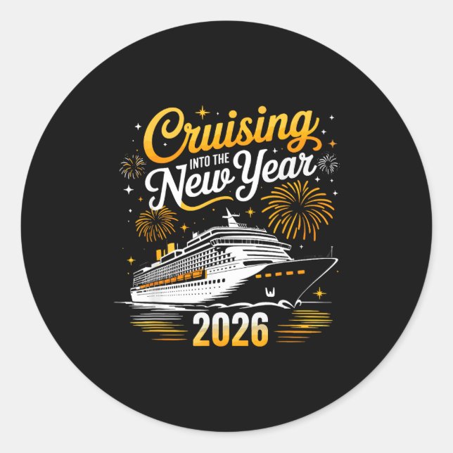 Sticker Rond Funny Cruising Into 2026 New Year Matching Family  (Devant)