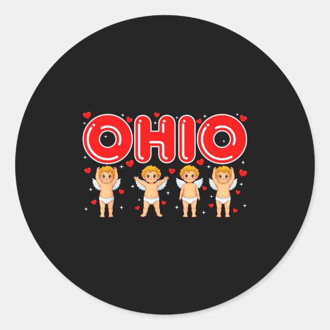 Sticker Rond Funny Cud Ohio Midwestern Party O-h-i-o In Valenti (Devant)