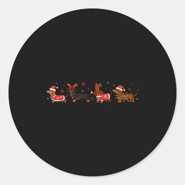 Sticker Rond Funny Dachshund Christmas Weenie Dog Lover Cute Me (Devant)