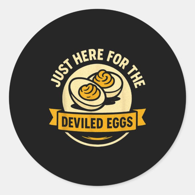 Sticker Rond Funny Deviled Eggs Thanksgiving Food Humor  (Devant)