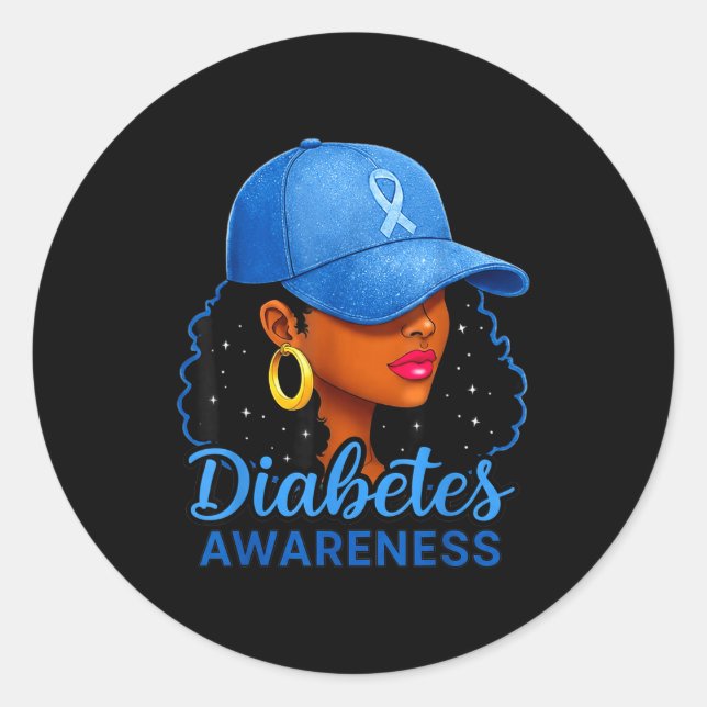 Sticker Rond Funny Diabetes Awareness Month Black Women  (Devant)