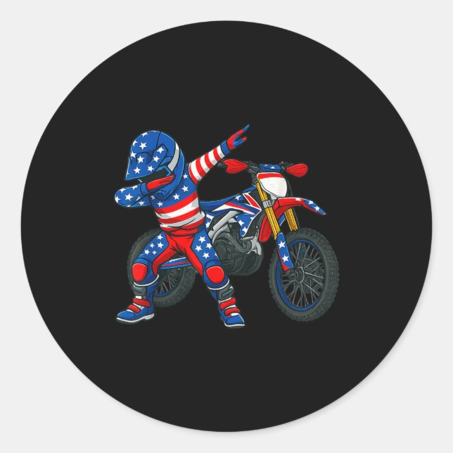 Sticker Rond Funny Dirt Bike Art Rider Motocross Motorcycle Dir (Devant)