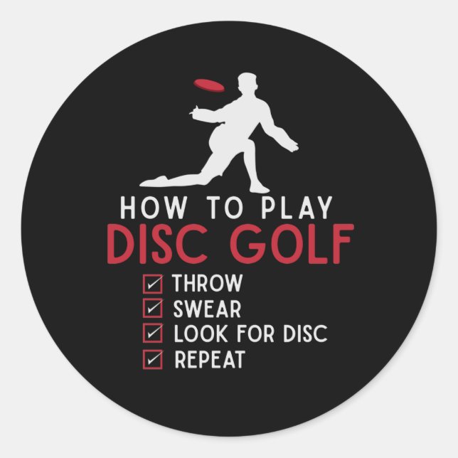 Sticker Rond Funny Disque Golf Instruction Frisbee Disque Golf (Devant)