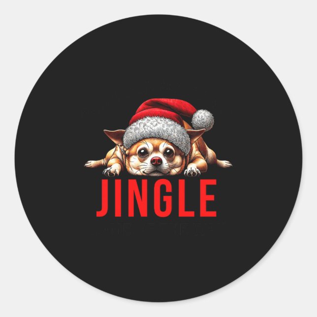 Sticker Rond Funny Dog Christmas Chihuahua Premium Tri-blend  (Devant)
