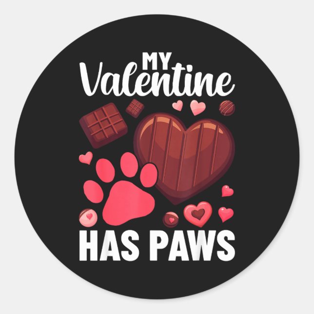 Sticker Rond Funny Dog Owner Valentines Day Heart Women Girls  (Devant)