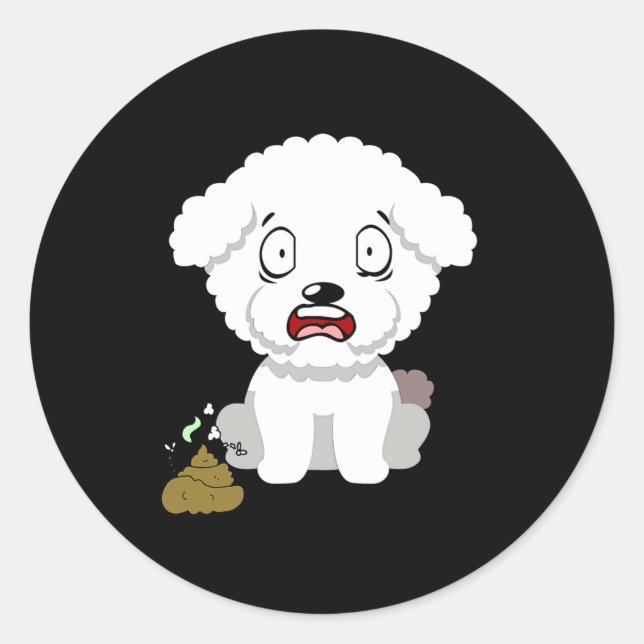 Sticker Rond Funny Dog Smells Stinky O O  (Devant)