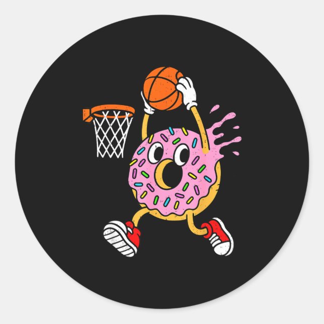 Sticker Rond Funny Donut Dunking Basketball Doughnut Food Champ (Devant)