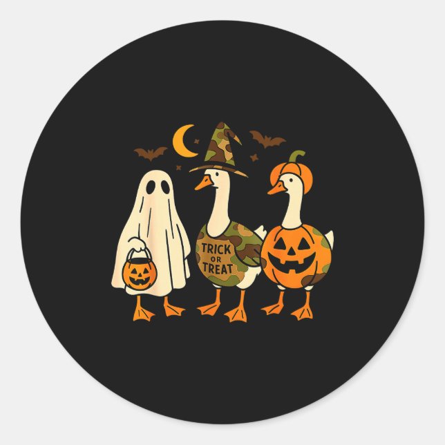 Sticker Rond Funny Duck Duck Boo Halloween Costume Duck  (Devant)