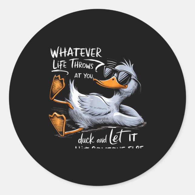 Sticker Rond Funny Duck Graphic Tee Men Women Funny Quote  (Devant)