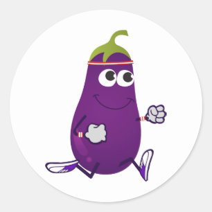 Sticker Rond Funny Eggplant Runner