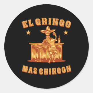 Sticker Rond Funny El Gringo Mas Chingon Cinco De Mayo Gringo M