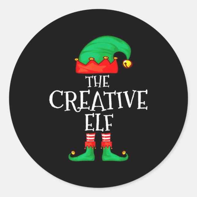 Sticker Rond Funny Elf Family Christmas Creative Elf Sweater Me (Devant)
