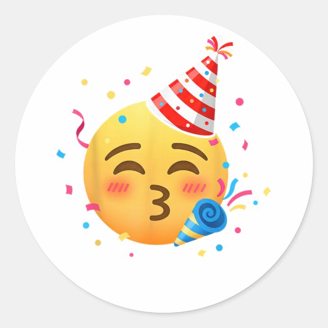 Sticker Rond Funny Emoticon Party (Devant)