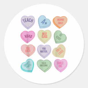 Sticker Rond Funny Enseignant Valentines Jour Enseigner Coeur C