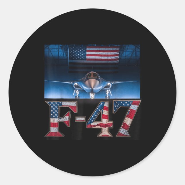 Sticker Rond Funny F47 Fighter F-47 Jet Fighter Aircraft (Devant)