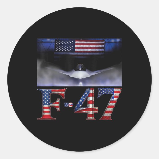 Sticker Rond Funny F47 Fighter Jet Trump Chemise F-47 Jet Fight (Devant)