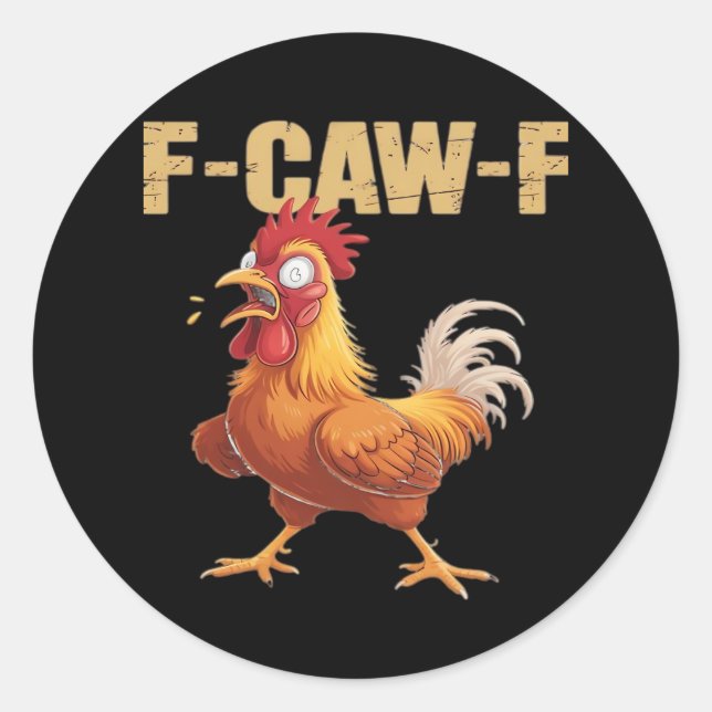 Sticker Rond Funny F-Caw-F Crow Humor Gothic (Devant)