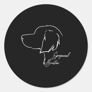 Sticker Rond Funny Fier Epagneul Breton Profil Chien Maman Hunt